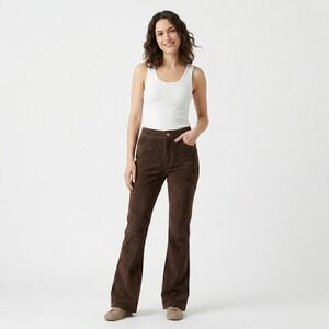 Mossimo Womens Pants Flare Genuine Leather 12 Brown Boho Vintage 70s Style